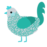 A mist and turquoise chicken with a double-lace pattern