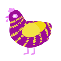 A plum and yellow chicken with a bar pattern