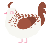 A white and russet chicken with a half-lace pattern