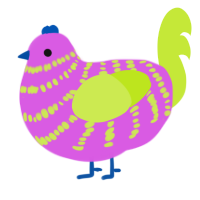 A orchid and lime chicken with a bar pattern