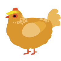Clarke, a orange and honey chicken with a neck-speckle pattern