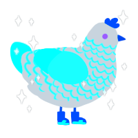 Frostguard, a mist and aqua chicken with a lace pattern