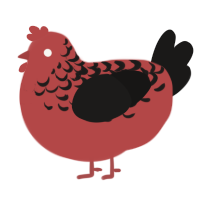 Asmodeus WIP, a red and sable chicken with a half-lace pattern