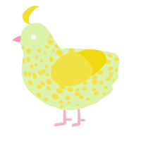 Honey Bears Cafe, a apple and yellow chicken with a speckle pattern