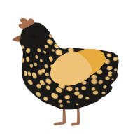 A sable and honey chicken with a speckle pattern