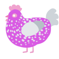 A orchid and mist chicken with a speckle pattern