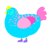 (unnamed), a cerulean and pink chicken with a half-lace pattern