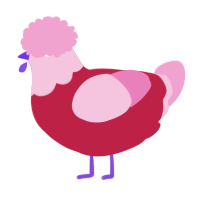 A crimson and pink chicken with a head pattern