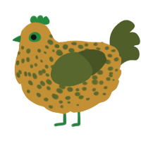 A gold and olive chicken with a speckle pattern