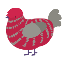 Aorta, a crimson and ash chicken with a bar pattern