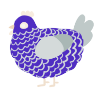 Trayl With Lace, a indigo and silver chicken with a lace pattern