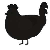 Black Hole, a sable chicken with a half-lace pattern