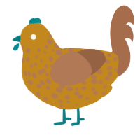 A ochre and brown chicken with a speckle pattern