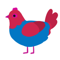 A sapphire and crimson chicken with a head pattern