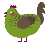 A chartreuse and bark chicken with a half-lace pattern