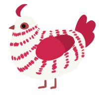 Piperita, a white and crimson chicken with a bar pattern