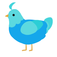 A sky and aqua chicken with a head pattern