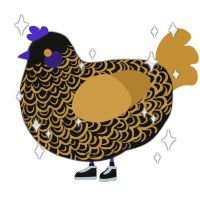 A black and gold chicken with a double-lace pattern