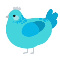 A aqua and cerulean chicken with a neck-speckle pattern