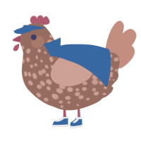 じゃが芋, a russet and vermilion chicken with a speckle pattern