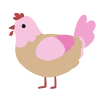 A beige and pink chicken with a head pattern