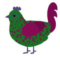 Extant Joker, a leaf and wine chicken with a speckle pattern