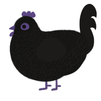 The Believer, a black and sable chicken with a double-lace pattern