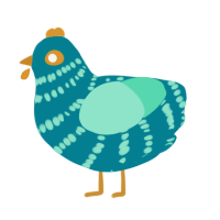 A sea and mint chicken with a bar pattern