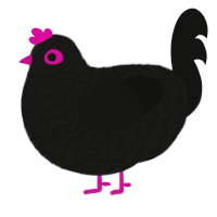 Agony of Existence, a sable and black chicken with a lace pattern