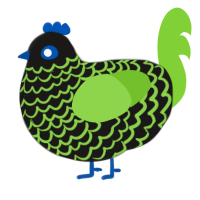 A sable and grass chicken with a lace pattern