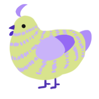 A lemon and lilac chicken with a bar pattern