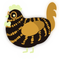Honey Mustard, a sable and ochre chicken with a bar pattern