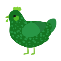 A leaf and viridian chicken with a speckle pattern
