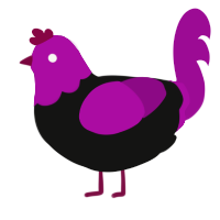 Mayoi, a black and plum chicken with a head pattern