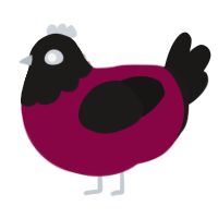 HOC, a maroon and sable chicken with a head pattern