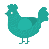 Gazing Orb, a turquoise chicken with a lace pattern