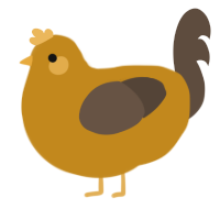 Penny, a ochre and bark chicken