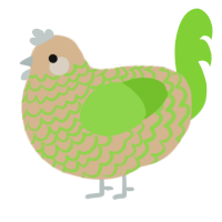 A beige and grass chicken with a lace pattern