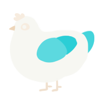 A white and aqua chicken
