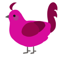 A fuchsia and maroon chicken