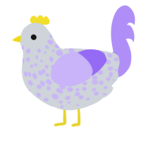 A mist and lilac chicken with a speckle pattern