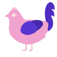 A pink and indigo chicken