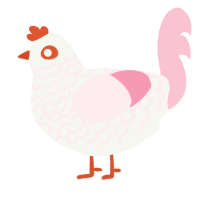 Strawberry, a white and rose chicken with a lace pattern