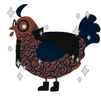 Sinclair, a russet and tumblr chicken with a double-lace pattern