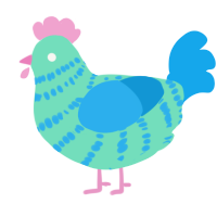 Lan Sizhucheep, a mint and sky chicken with a bar pattern