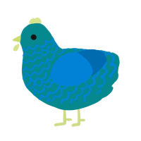 Oceanus, a teal and sapphire chicken with a lace pattern