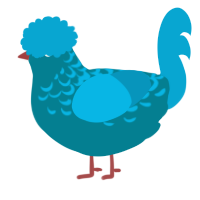 A sea and cerulean chicken with a half-lace pattern