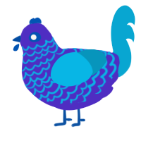 deep sea orb, a indigo and cerulean chicken with a lace pattern