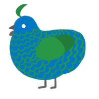 Peacock, a sapphire and viridian chicken with a lace pattern
