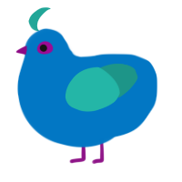 A sapphire and turquoise chicken